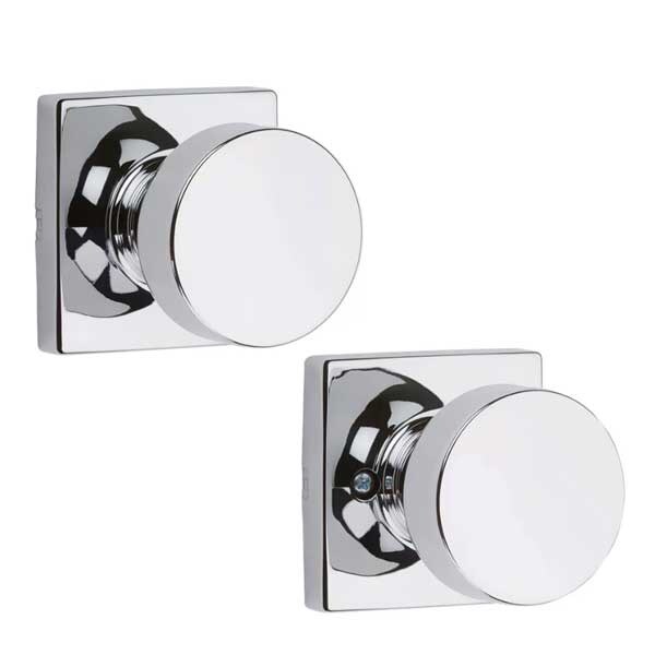 Kwikset: Pismo Passage Door Knob with Square Rose / Polished Chrom